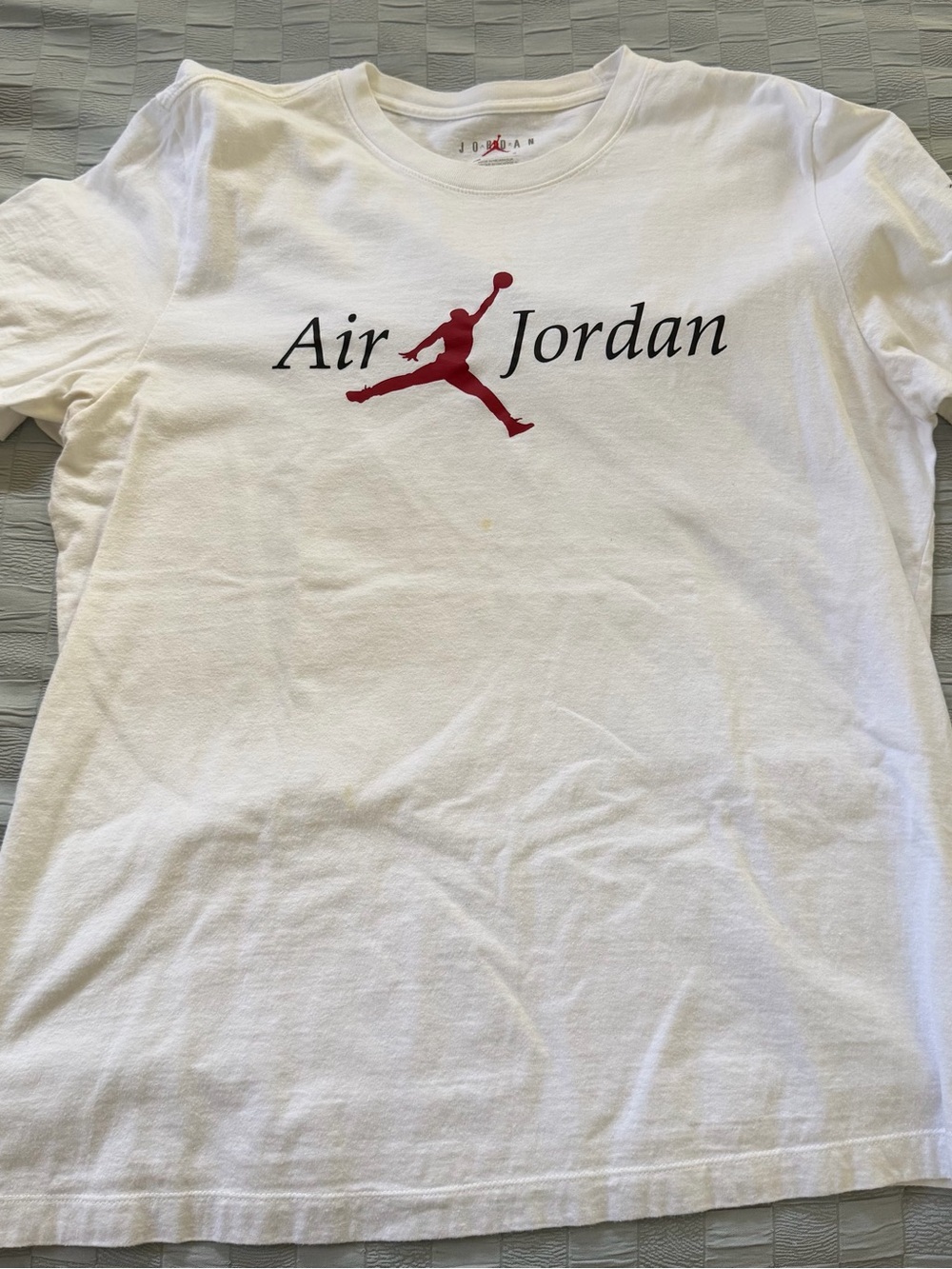 Jordan White Short Sleeve Tee with Red Jumpman Logo